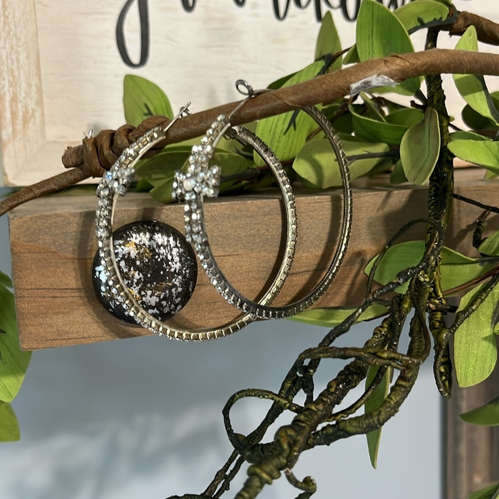 Big Rhinestone Cross Loops - Picture 3 of 11